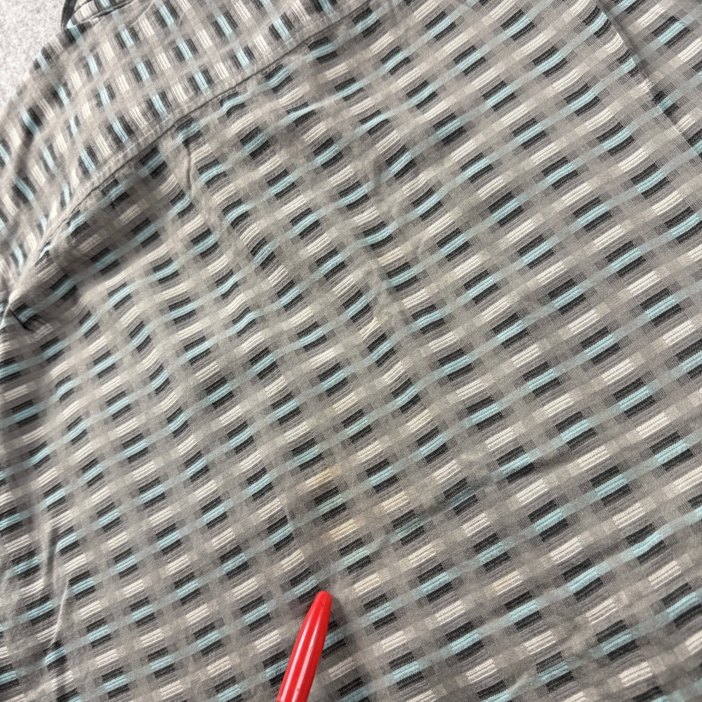Tommy Bahama Mens Camp Shirt Large Gray Geometric Print Heritage Silk Cotton - Picture 3 of 11